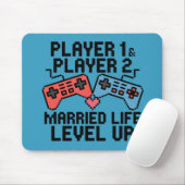Pixel Gaming Couple Level Up Design Mousepad (Mit Mouse)