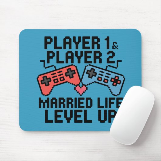 Pixel Gaming Couple Level Up Design Mousepad (Mit Mouse)