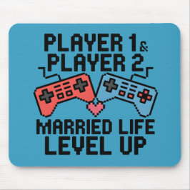 Pixel Gaming Couple Level Up Design Mousepad