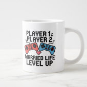 Pixel-Gaming-Paar Level Up Design Jumbo-Tasse (Rechts)