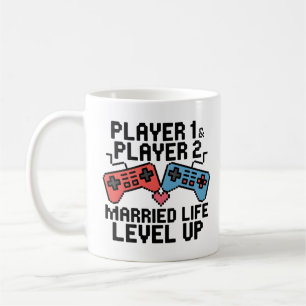 Pixel-Gaming-Paar Level Up Design Kaffeetasse