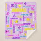 Pixel Gaming rosa lila-gelbe Mädchenname Sherpadecke (Vorderseite)