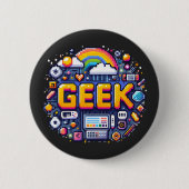 Pixel-Geek: Digitaler Odysmus Button (Vorderseite)