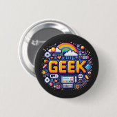 Pixel-Geek: Digitaler Odysmus Button (Vorne & Hinten)