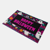 Pixel-Geister-Halloween-Pullover-Muster Fußmatte (Schrägansicht)