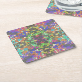 Pixel, Gemustert über den Farben des Regenbogens Rechteckiger Pappuntersetzer