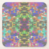 Pixel, Gemustert über den Farben des Regenbogens Rechteckiger Pappuntersetzer (Vorderseite)