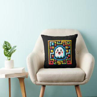 Pixel-Ghost-Maze - Retro-Arcade-Inspiriert Gaming Kissen