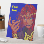 Pixel girl changing, pixelart sockelschild (In Situ)