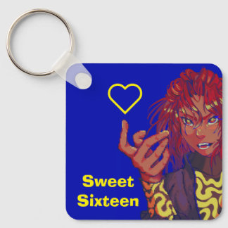 Pixel girl, sweet sixteen, happy Birthday! Schlüsselanhänger