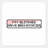 Pixel Glitch Chat - Funny Retro Gamer Quadratischer Aufkleber (Vorderseite)