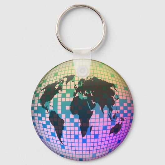 Pixel Globe Schlüsselanhänger (Vorderseite)
