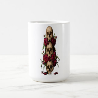 Pixel-Gotische Schädel Rote Rosen Dunkle Fantasy-I Kaffeetasse