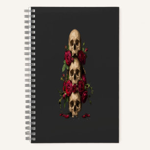 Pixel-Gotische Schädel rote Rosen dunkle Fantasy-I Notizblock