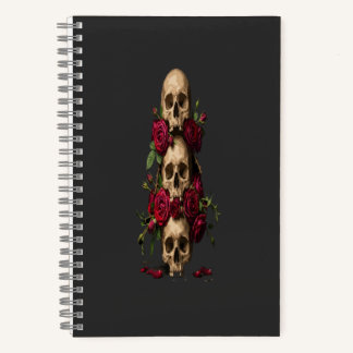 Pixel-Gotische Schädel rote Rosen dunkle Fantasy-I Notizblock