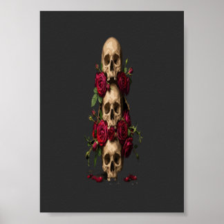 Pixel-Gotische Schädel rote Rosen dunkle Fantasy-I Poster