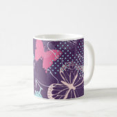 Pixel-Graffiti-Schmetterlinge in einer hübschen Fa Kaffeetasse (VorderseiteRechts)