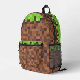 Pixel-Gras-Gamer-Geburtstag  Bedruckter Rucksack