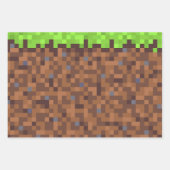 Pixel-Gras-Gamer-Geburtstag  Geschenkpapier Set (Vorderseite)