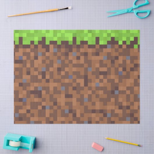 Pixel-Gras-Gamer-Geburtstag  Seidenpapier (Basteln)