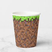 Pixel grass gamer birthday  pappbecher (Rückseite)