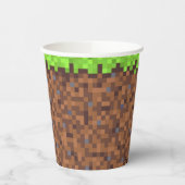 Pixel grass gamer birthday  pappbecher (Links)