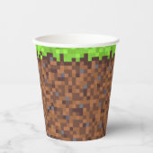 Pixel grass gamer birthday  pappbecher (Vorderseite)