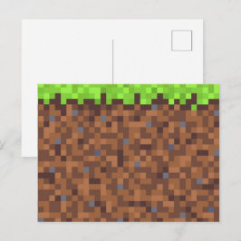 Pixel grass gamer birthday  postkarte