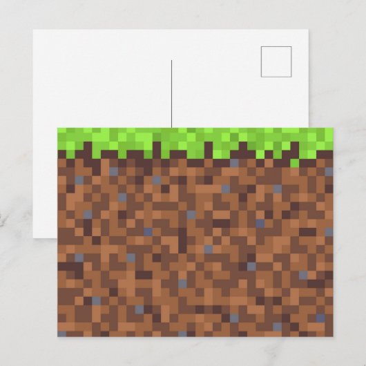 Pixel grass gamer birthday  postkarte (Vorne/Hinten)