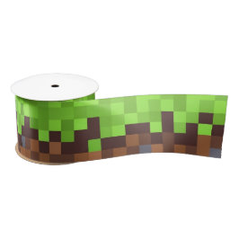 Pixel grass gamer birthday  satinband