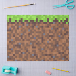 Pixel grass gamer birthday  seidenpapier
