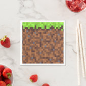 Pixel grass gamer birthday  serviette (Beispiel)