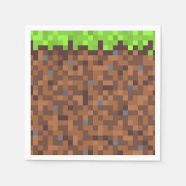 Pixel grass gamer birthday  serviette