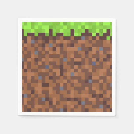 Pixel grass gamer birthday  serviette (Vorderseite)
