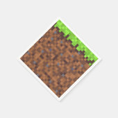 Pixel grass gamer birthday  serviette (Ecke)