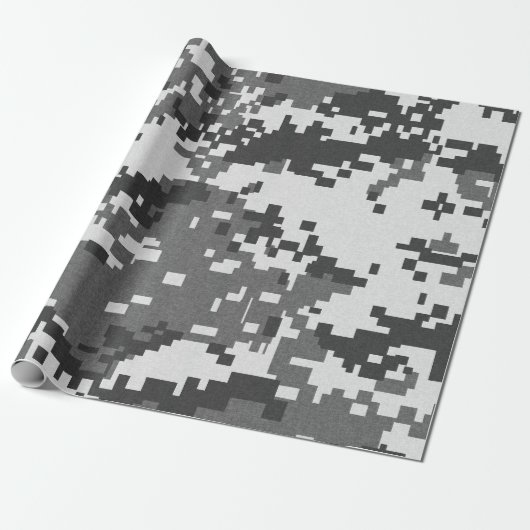 Pixel-Grau-Camouflage Geschenkpapier (Ungerollt)