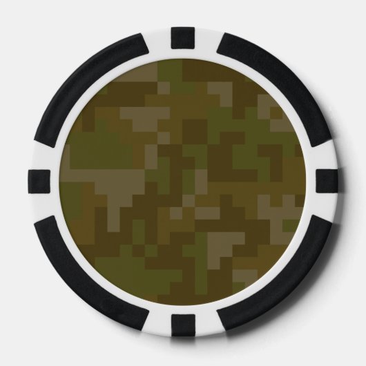 Pixel Green Army Camouflage Muster Pokerchips (Vorderseite)