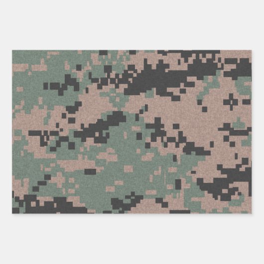 Pixel Green Grau Blue Camouflage Geschenkpapier Set (Vorderseite 2)