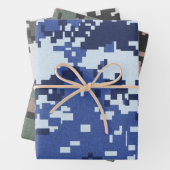 Pixel Green Grau Blue Camouflage Geschenkpapier Set (Beispiel)