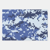 Pixel Green Grau Blue Camouflage Geschenkpapier Set (Vorderseite)