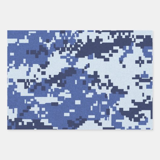 Pixel Green Grau Blue Camouflage Geschenkpapier Set (Vorderseite)