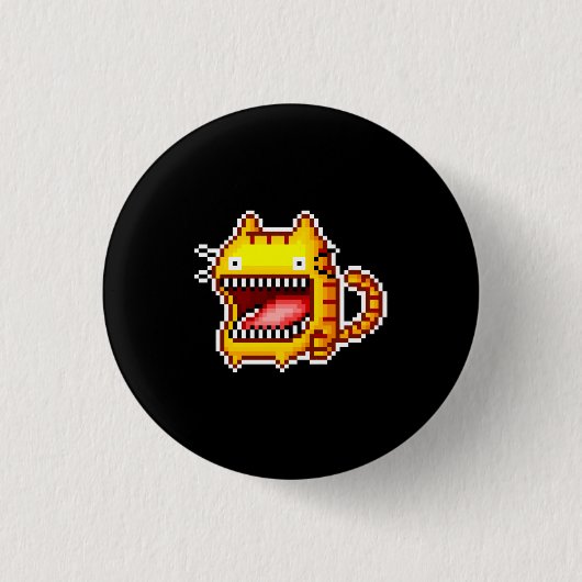 Pixel Groß-Mouthed Katzen-Knopf Button (Vorderseite)