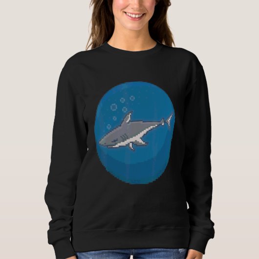 Pixel-Hai Unterwasser Sweatshirt (Vorderseite)