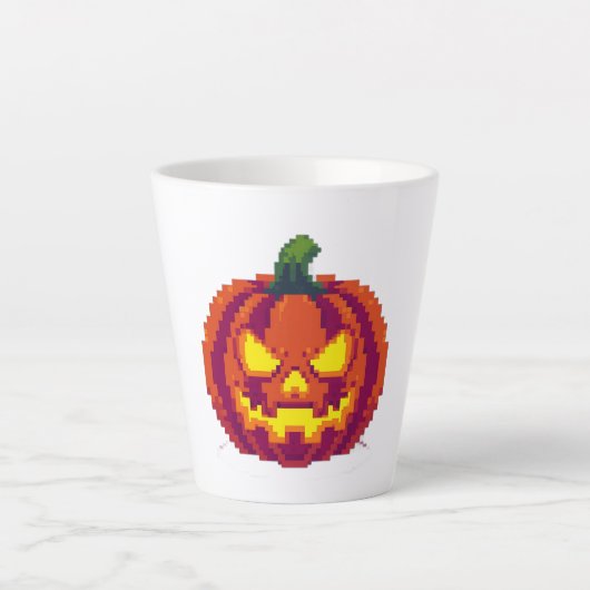 Pixel Halloween Pumpkin Milchtasse (Vorderseite)