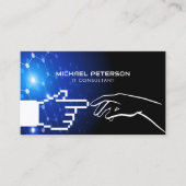 Pixel Hand in Kontakt mit menschlicher Hand | futu Visitenkarte (Vorderseite)