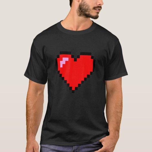 Pixel Heart 8 Bit Grafikdesign T-Shirt (Vorderseite)