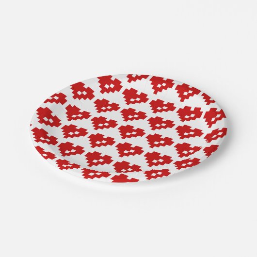 Pixel Heart 8 Bit-Liebe Pappteller (Schrägansicht)