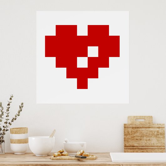 Pixel Heart 8 Bit-Liebe Poster (Küche)