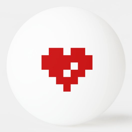 Pixel Heart 8 Bit-Liebe Tischtennisball (Rückseite)