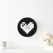 Pixel Heart 8 Bits Runde Wanduhr (Zuhause)